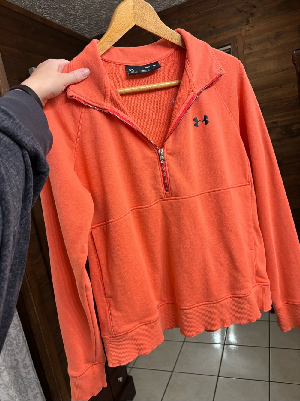Under Armour Women’s Rival Fleece Half Zip Pullover, Hot Coral Pink, Size Medium